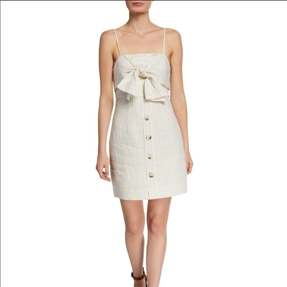 Shona Joy Striped Linen Tie Front Dress - Picture 1 of 7